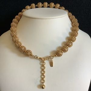 Vintage Monet gold beads choker necklace.